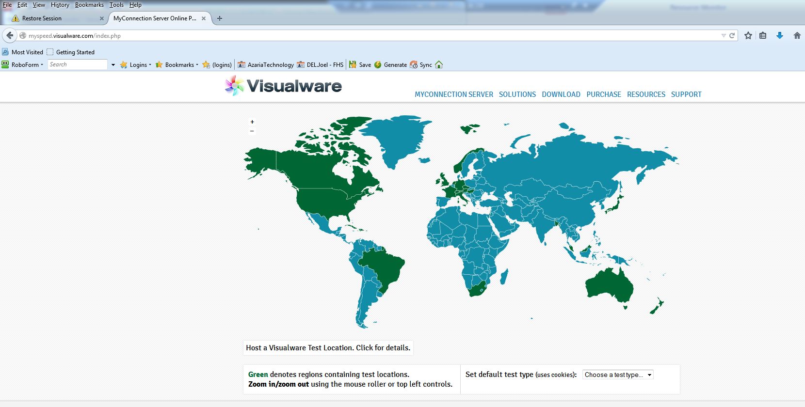 SpeedTest world map