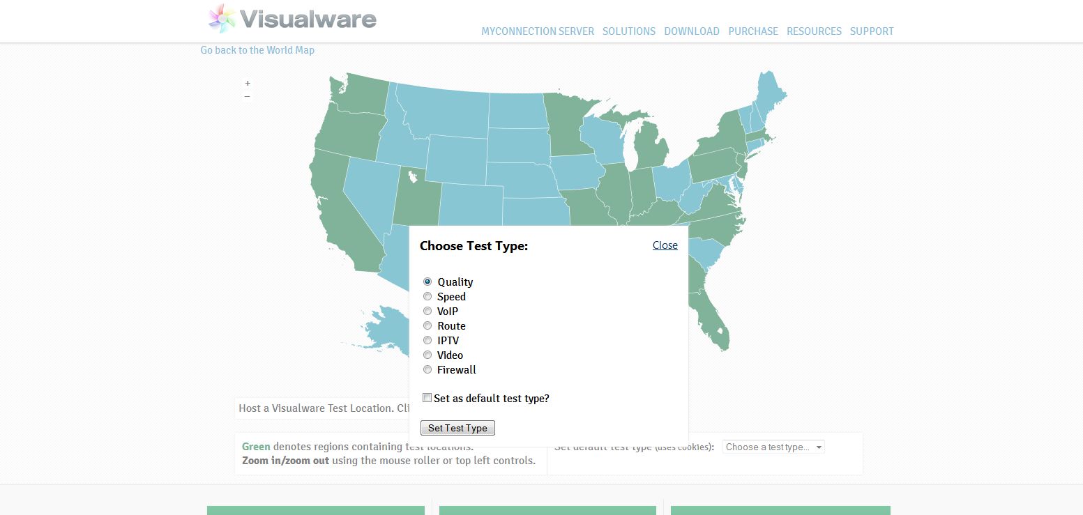 SpeedTest - Choose Test type